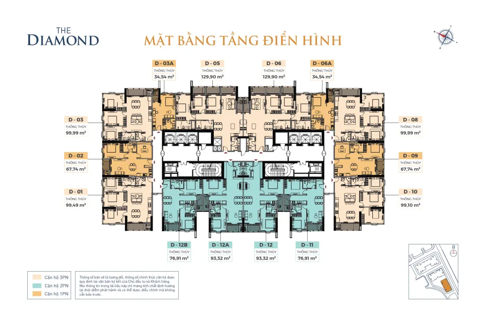 Mặt bằng tầng điển hình toà The Diamond