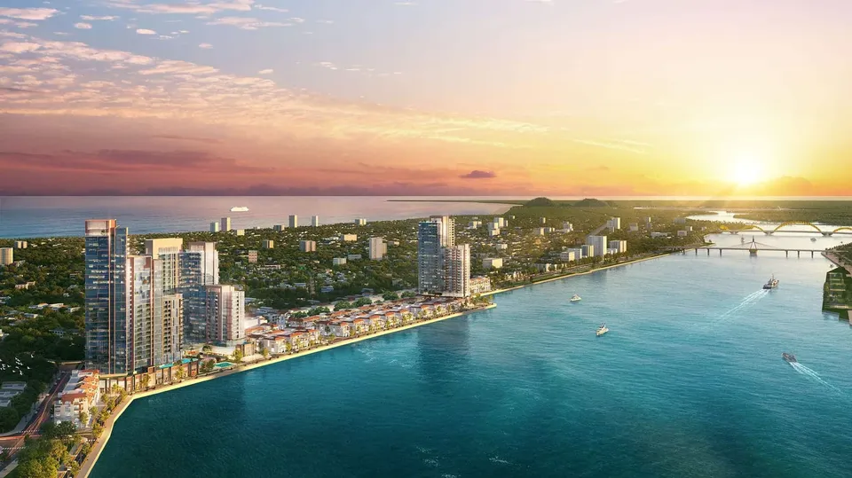 Ảnh bìa Sun Symphony 5 Residence: các toà căn hộ ven sông dưới bầu trời hoàng hôn