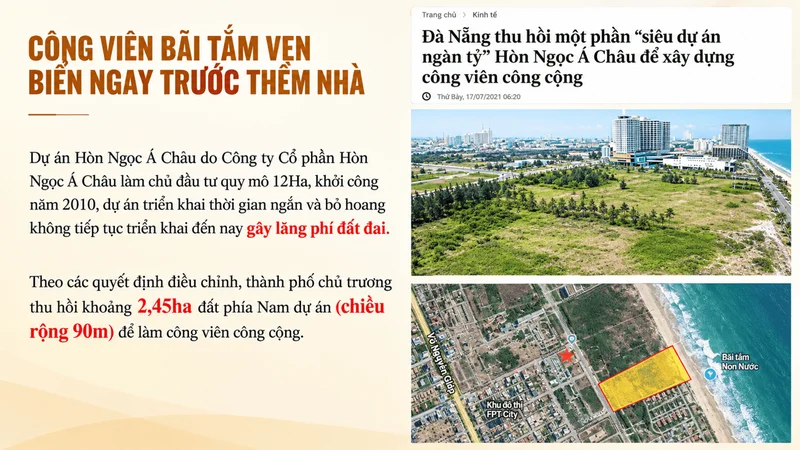 Công viên công cộng và bãi tắm biển Sơn Thủy ngay trước hiên Sun Saphia
