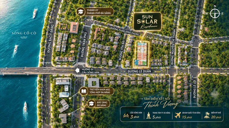 Sơ đồ vị trí kết nối giao thông Sun Solar Residence Số 9 Lê Duẩn